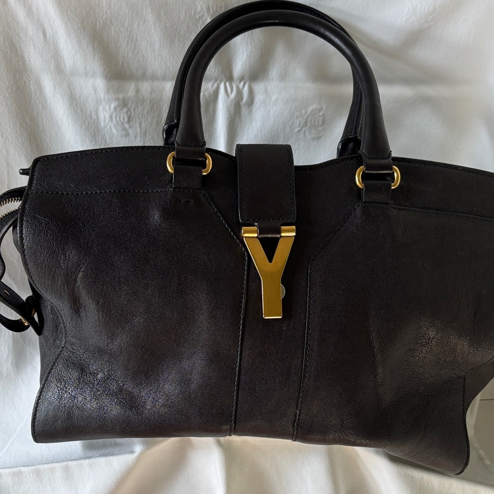 YSL authentic , leather and gold accents
